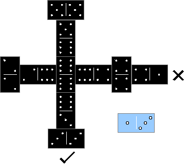 Diagram of Doubles dominoes game